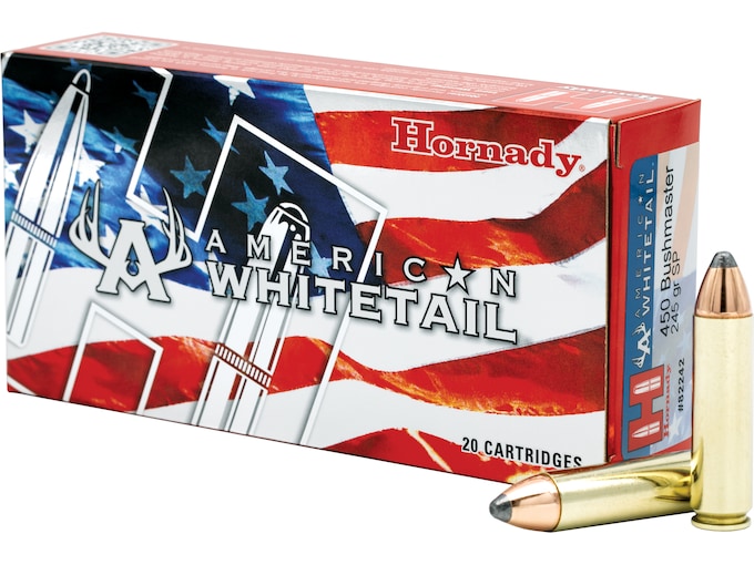 In Stock: Hornady American Whitetail 450 Bushmaster Ammo 245 Grain Hornady Interlock Jacketed Soft Point 500round In Stock: Hornady American Whitetail 450 Bushmaster Ammo 245 Grain Hornady Interlock Jacketed Soft Point 500round - Ammunition - Utah Gun Shop