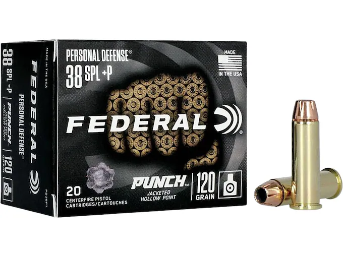 In Stock: Federal Personal Defense Punch 38 Special +P Ammo 120 Grain Jacketed Hollow Point 200 In Stock: Federal Personal Defense Punch 38 Special +P Ammo 120 Grain Jacketed Hollow Point 200 - Handguns - Utah Gun Shop