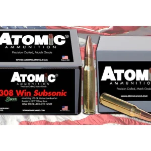 Atomic Ammunition Match Subsonic 308 Winchester Ammo 175 Grain Sierra MatchKing Jacketed Hollow Point Box of 100 For Sale - Suppressors | Utah Gun Shop