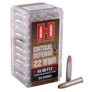 Get Hornady Critical Defense 22 Winchester Magnum Rimfire (WMR) Ammo 45 Grain Hornady FTX Polymer Tip Online - Glock Switches - Utah Gun Shop