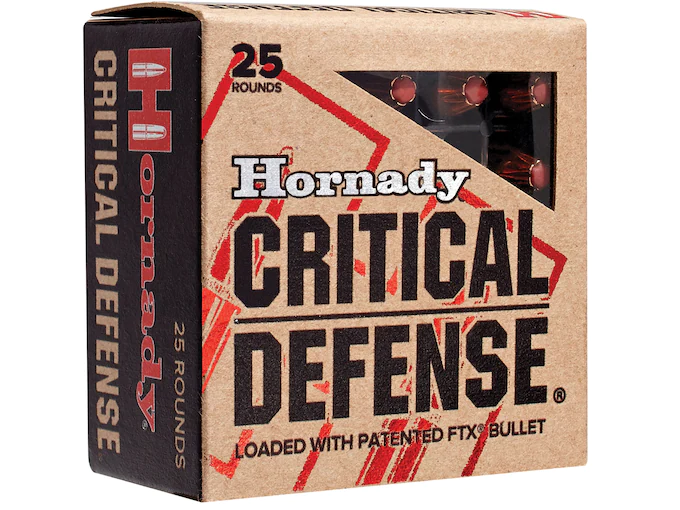 Shop Hornady Critical Defense 9mm Luger Ammo 115 Grain Hornady FTX Polymer Tip Box of 200 rounds for sale
